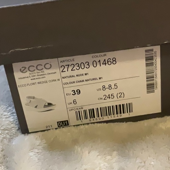Ecco Flowt Wedge Cork - Natural Nude Leather Size 39 (8-8.5 US) - Picture 2 of 7